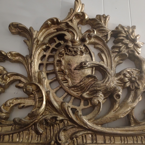 SOLD! Antique Gold Gild Bird Scroll Fancy Wood Mirror - Picture 3 of 3